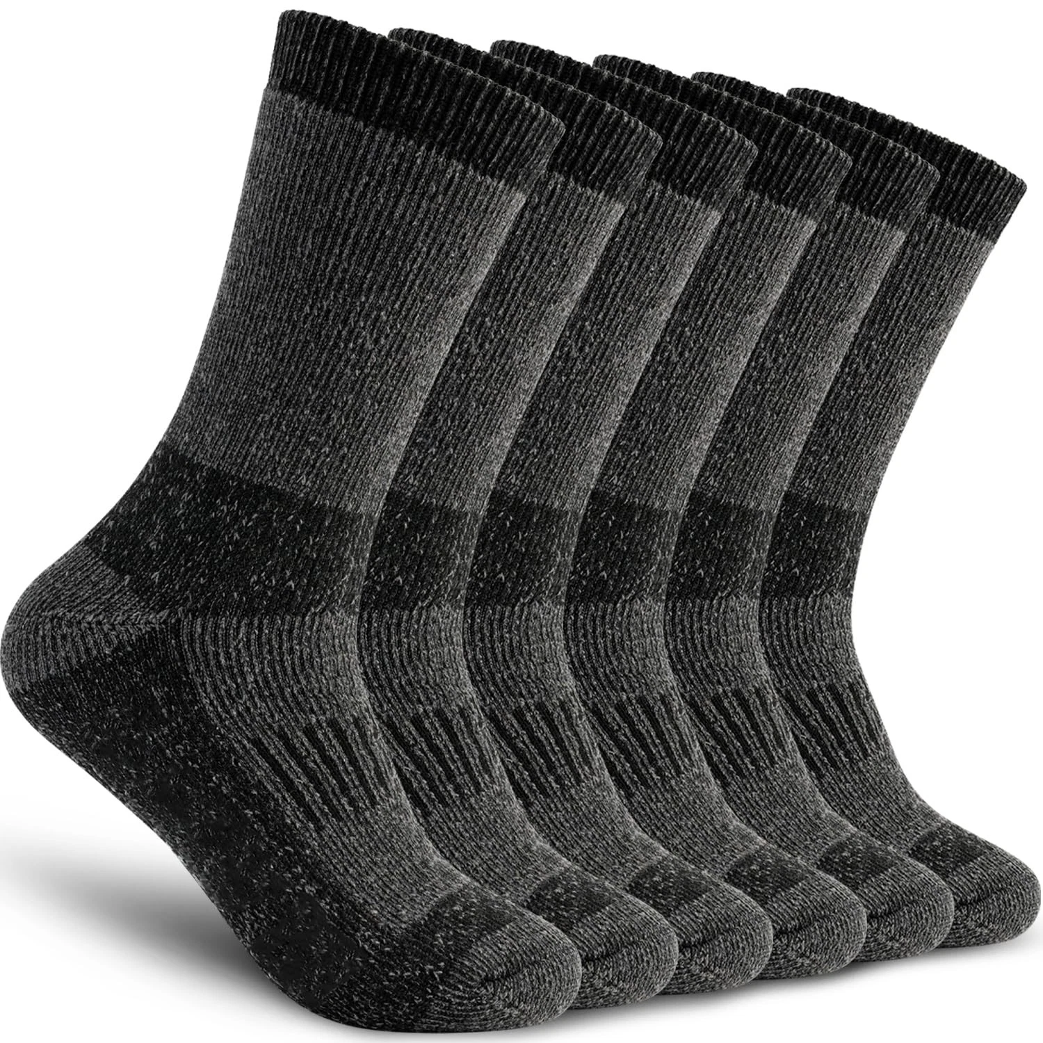 Mens Merino Wool Hiking Cushion Thermal Warm Crew Winter Boot Socks Black 3