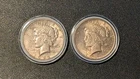 Lot of 2 1922 & 1935 Peace Silver Dollars Circulated Very Good