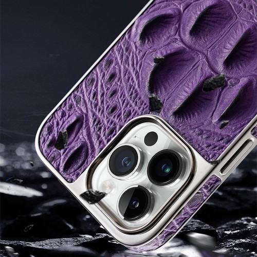 Funda protectora de cuero genuino con patrón de cocodrilo para iPhone 12 13 14 15 16 Pro - Imagen 9 de 35