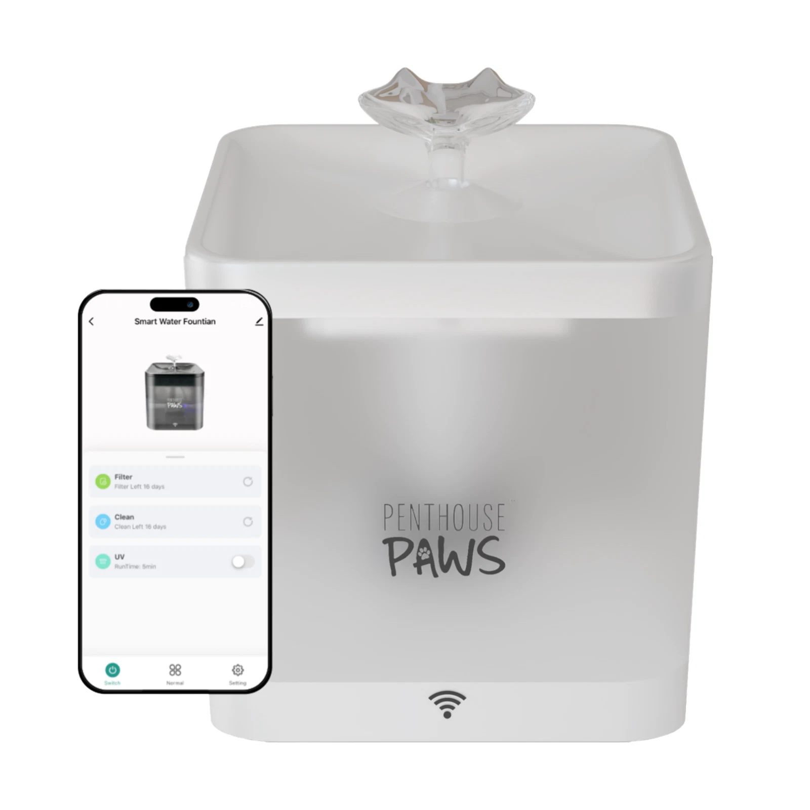 Penthouse Paws® Smart Cat Water Fountain 74oz White