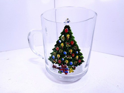 Carlton Luminarc Christmas Tree Glass Coffee Cups Set Of Four 10 Oz - Picture 4 of 8