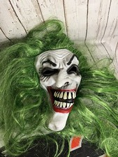 Halloween Latex Mask Joker Clown Mask Green Hair Adult Size Scary Green Hair