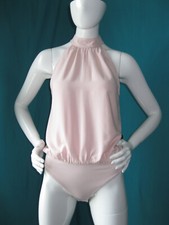 New EXPRESS Light Pink One piece Halter w/Neck Choker Bodysuit Pleated Front XS