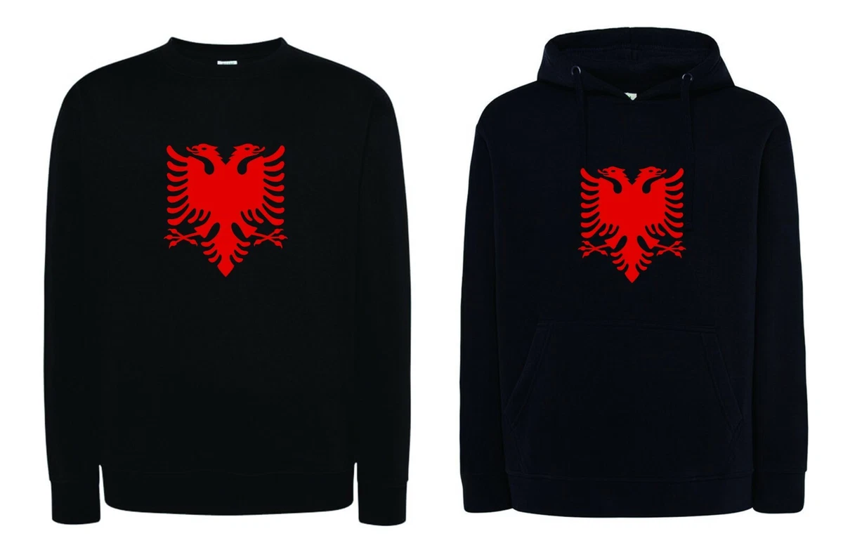 FELPA ALBANIA aquila a due teste nera con cappuccio o senza unisex