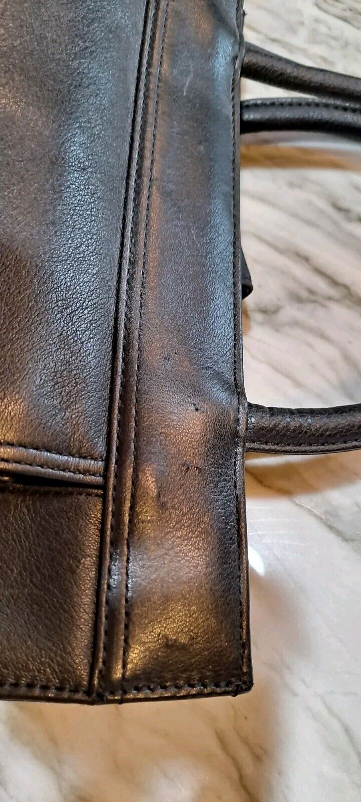 New Giani Bernini Handbag Black Pebble Leather Tote Purse W Outer Compartment 