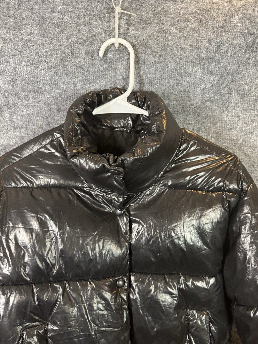 Zara Black Shiny Puffer Jacket Women Size XS Black | eBay