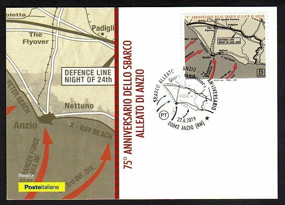 Italia 2019 : Sbarco alleato ad Anzio - Cartolina Ufficiale Poste Italiane
