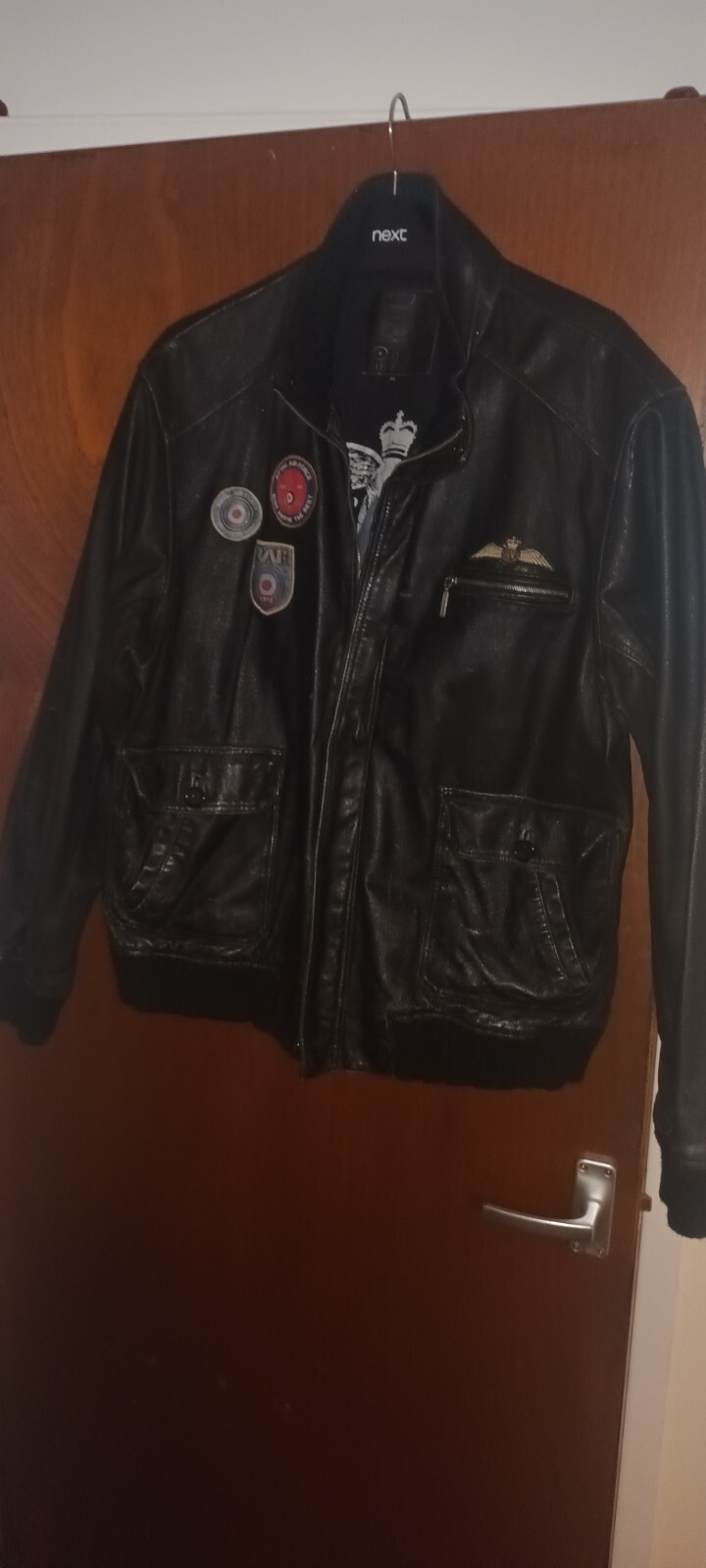 Mens Black Leather Bomber Jacket Xl eBay