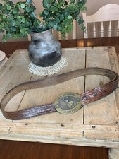 NRA Member Hunter Belt Buckle And Vintage Tooled Belt