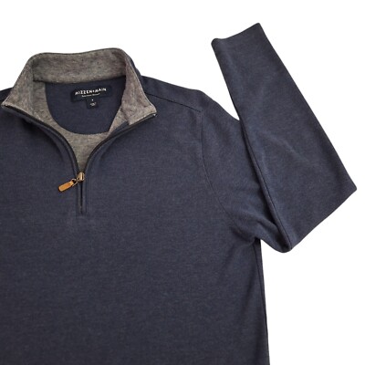 Mizzen+Main 1/4 Zip Pullover Top Mens Small Blue Ultra Soft L/S