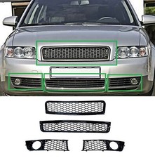 Für Audi A4 8E B6 01-05 Kühlergrill + Stoßstange Waben Gitter Set GLANZ SCHWARZ