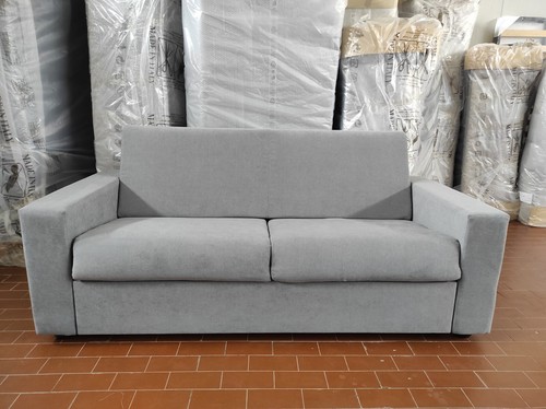 Divano 3P letto ribalta tessuto grigio tutto sfoderabile   mat.  h 15 - Foto 1 di 4