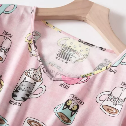 Ladies Pajamas Sets V Neck Sleepwear Women Baggy Dailywear Short Sleeve - Picture 16 of 41