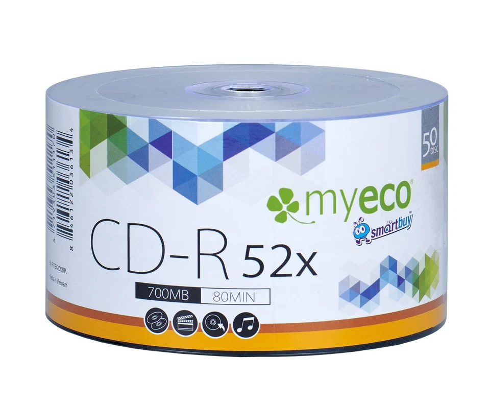 200 Pack MyEco CD-R CDR 52X 700MB 80Min Economy Logo Blank Recordable Media Disc - Image 2 of 3