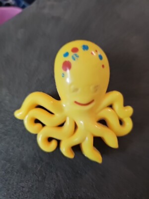 Unbranded Yellow Hard Plastic Octopus- 3 Inches