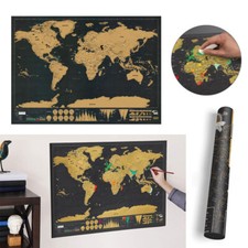 82*59CM Deluxe Travel Edition Scratch Off World Map Poster Personalized Journal