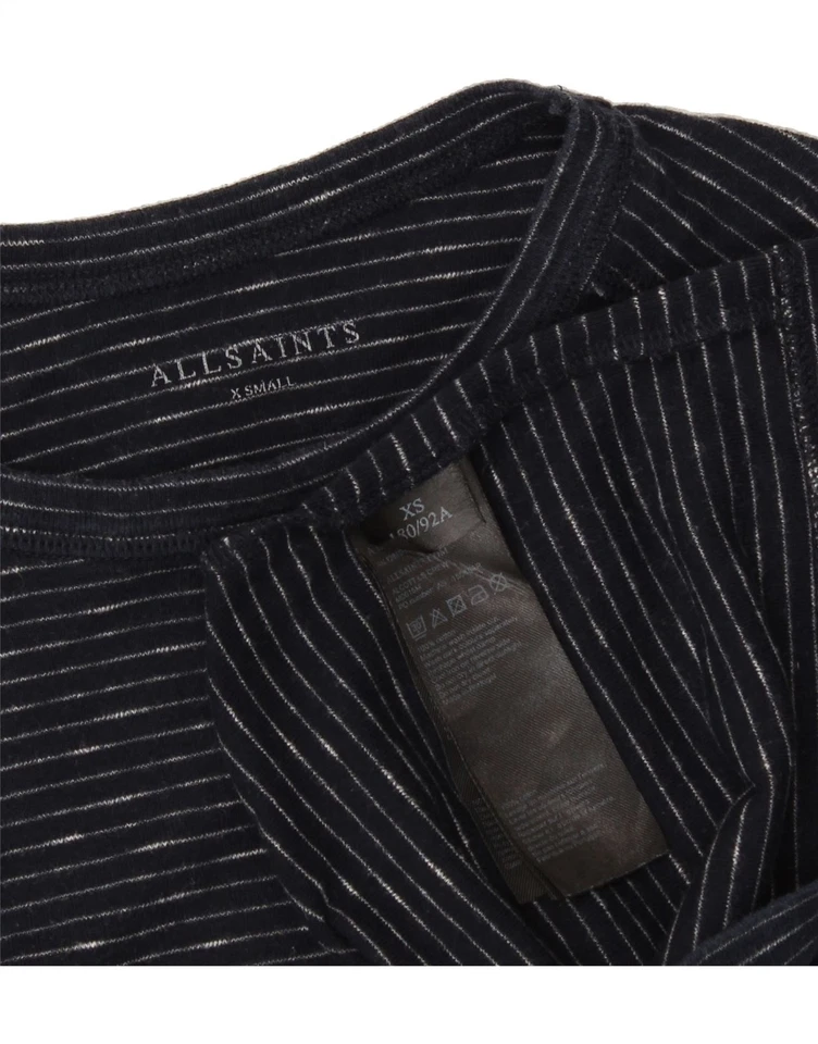 Top de hombre ALL SAINTS manga larga XS azul marino a rayas algodón BL02 Foto 3 de 3