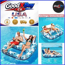 Inflatable Pool Float Lounger 2-Person Extra Large Tanning Recliner Floaty Chair