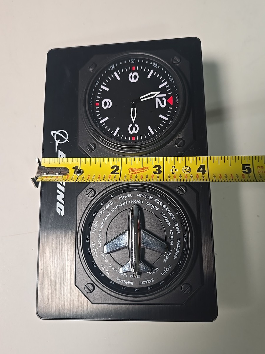 Boeing World Time Desk Top Table Clock Quartz, Black | eBay