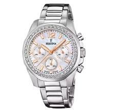 Watch FESTINA Boyfrend Women's Chronograph Steel Crystals White F20606/1