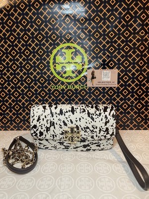 Tory Burch Cow Hair Logo Wristlet Crossbody