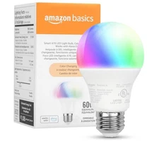 Basics Smart A19 LED Light Bulb, Color Changing, 9W (60W Equivalent), 800LM, Wor