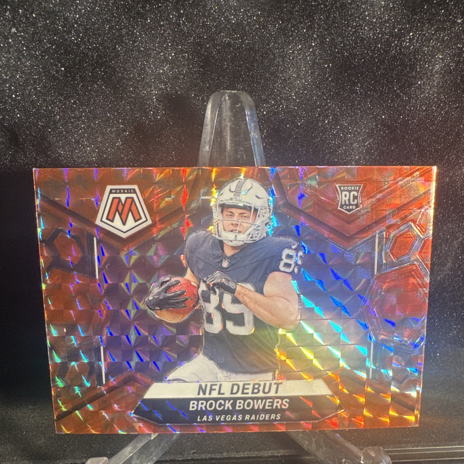 BROCK BOWERS 2024 MOSAIC NFL DEBUT ROOKIE RED PRIZM RAIDERS RC