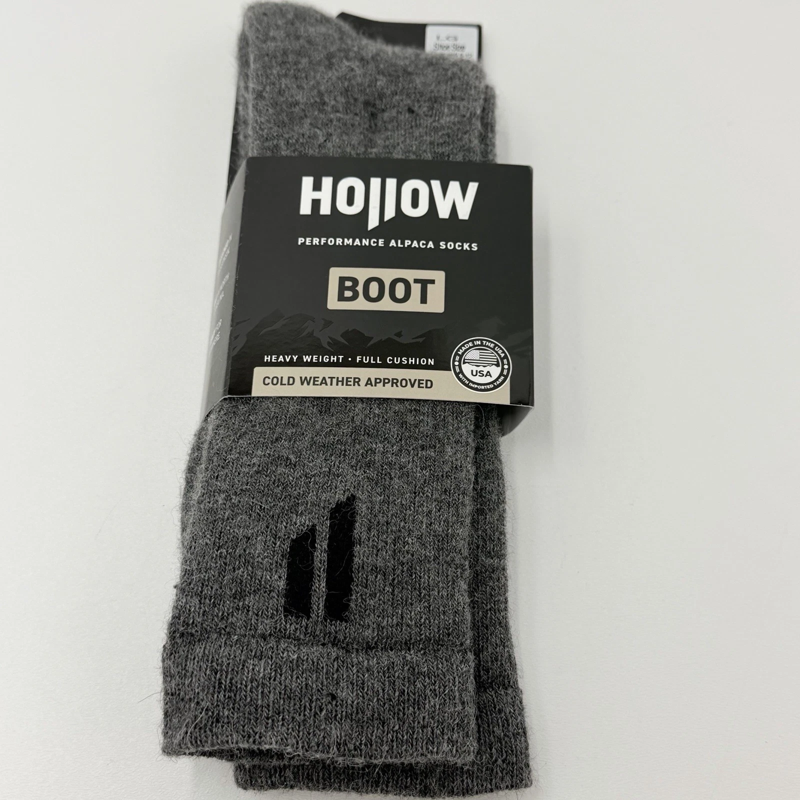 Hollow Alpaca Boot Socks Gray Size L Men 10-13 Women 10.5-12 Thermal Cushion