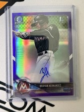 2018 Bowman Chrome Baseball Brayan Hernandez Purple Auto /250