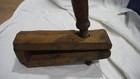 Antique Primitive Hand-made Carpenter's Screw Clamp Wood w/ Leather "Hinge" VGC — photo 6