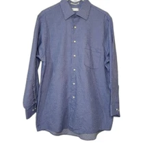 Van Heusen long sleeve button down shirt men's size large blue & white checkered