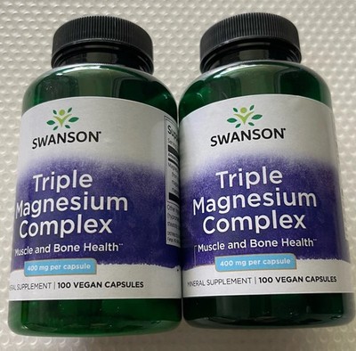 Triple MAGNESIUM Complex 400mg 200caps (2x100) Nerve Muscle Bone Health exp 2028