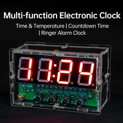 DIY Digital Clock Kit - 4 Display Modes, Dual Alarm, USB & Battery Powered