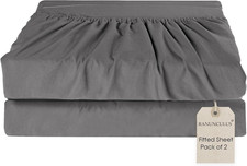 Queen Size Fitted Sheet Pack of 2 Microfiber Deep Pocket Breathable Wrinkle Free