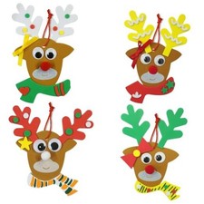 Reindeer Christmas Ornament Craft for Kids 12 Pack Updated Edition - Foam