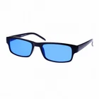 Black Rectangle Frame Color Lens Sunglasses Spring Hinge UV400