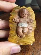 Vintage Chalkware Baby Jesus Manger Christmas Nativity