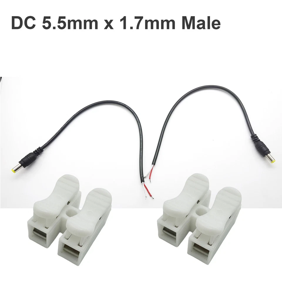 10pcs DC Power Cable 5.5mm x 1.7mm Male Tinned Ends CCTV Camera LED Strip Router - Image 2 of 4