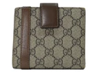 Portefeuille compact Gucci Gg Supreme 309755 double pli marron populaire PVC cuir homme Wo