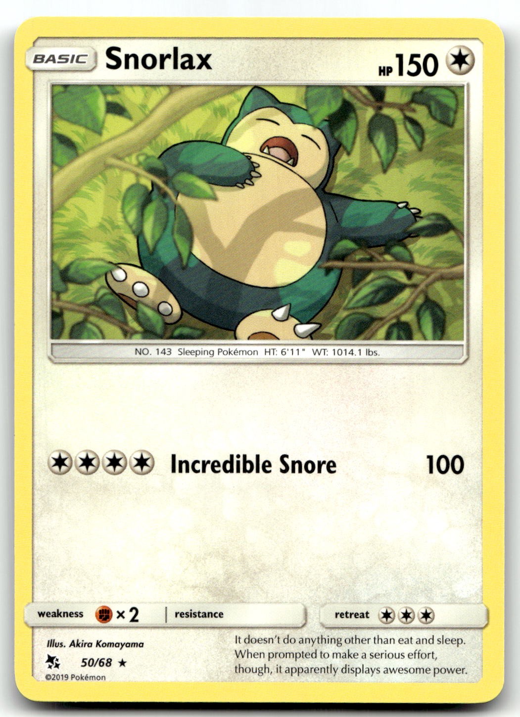 Snorlax 50/68 Hidden Fates Rare Unlimited Pokemon TCG NM