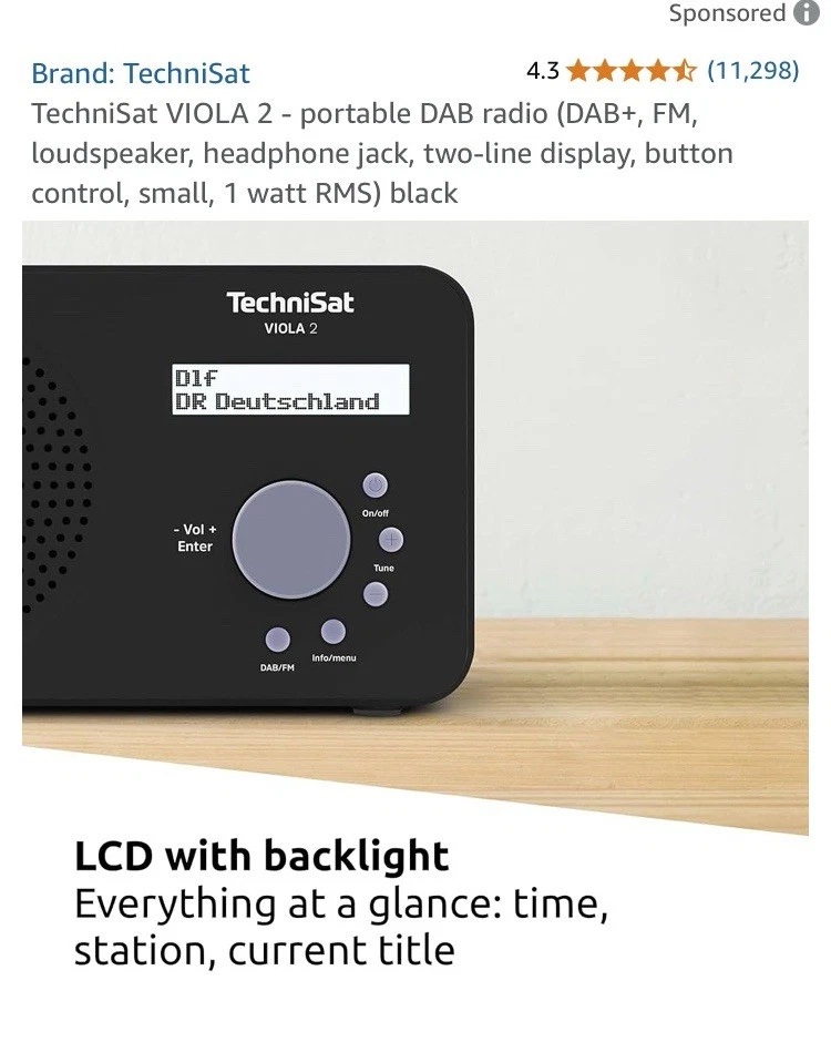 TechniSat VIOLA 2 - Tragbares DAB-Radio (DAB+, UKW,) Netz oder Akku. Neu im Karton - Bild 3 von 3