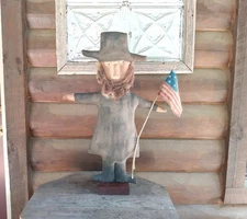 Primitive Abraham Lincoln Flag Patriotic Americana 28 in Handmade Standing Doll