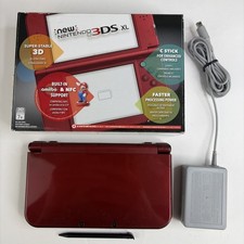Nintendo New 3DS XL Red In Original Box W Cha...
