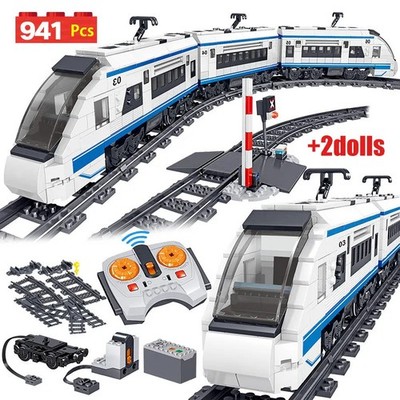City Power Hochgeschwindigkeitsbahn Elektrolok Zug Schienen Baustein