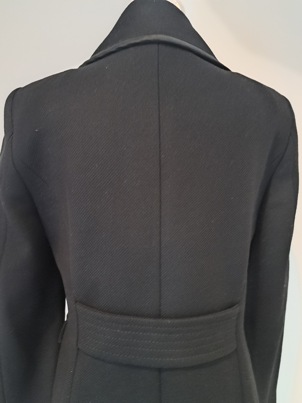 Zara Sz L Gold Button Wool Blend Tailored Coat Satin Silky Trim Zipper Pockets  thumbnail 9