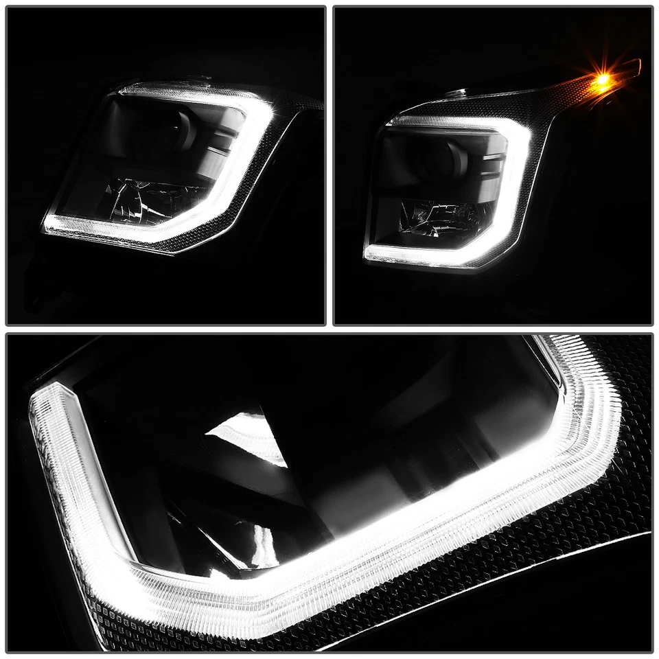 For 2015-2020 GMC Yukon XL LED DRL Black/Amber Corner Projector Headlight Lamps - Image 3 of 4