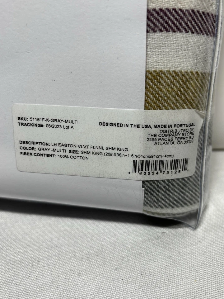 New! The Company Store 5 Oz. Velvet Flannel King Sham 100% Cotton Gray-multi - Image 3 of 4