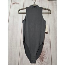 A New Day Womens Mock Neck Sleeveless Bodysuit Gray XS Soft Minimalist