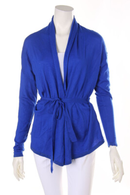alberto bini Strickjacke Cardigan Wolle mit Gürtel 4 = D 38 indigoblau