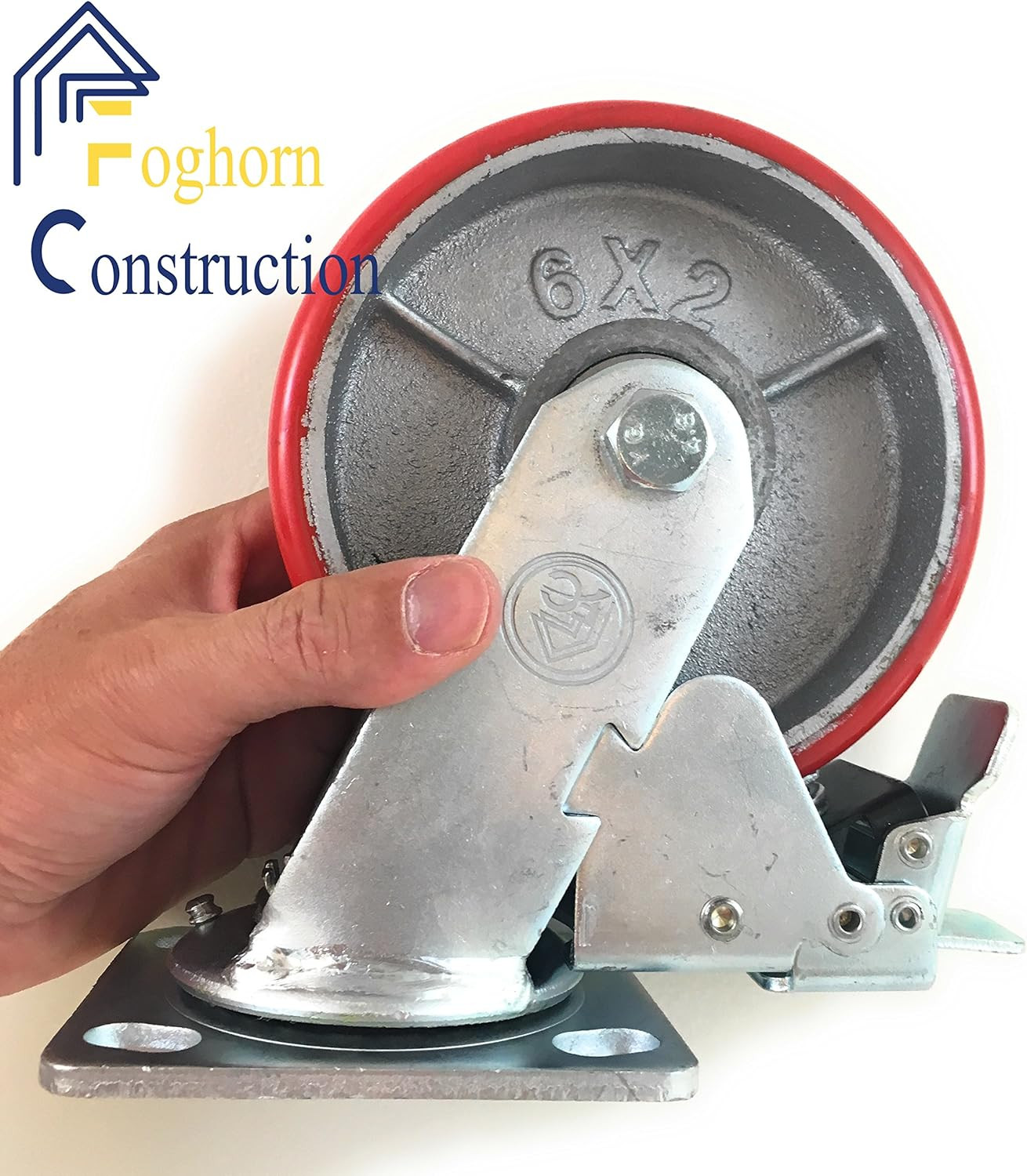 6 Inch - 6" X 2" Industrial Casters - 2 Fixed and 2 Swivel Caster Wheels with Br